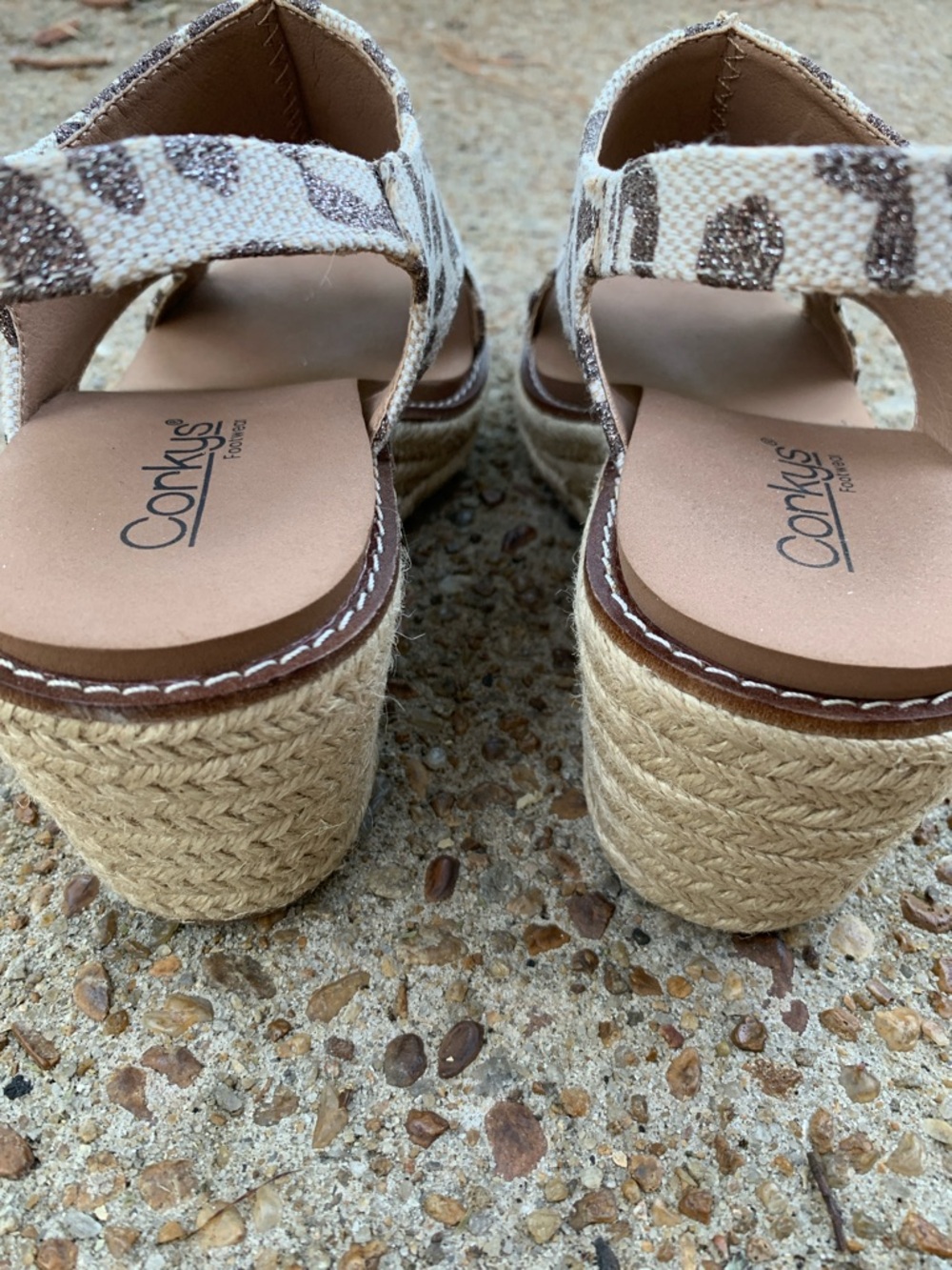 Freddie Metallic Leopard Wedge Sandal by Corkys - Picture 7 of 8